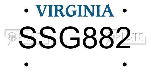 SSG882 Virginia License Plate