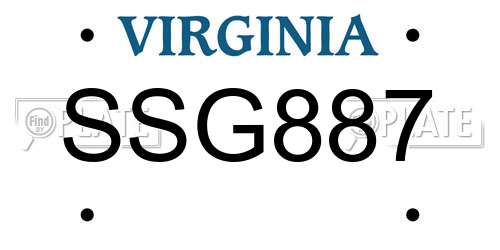 SSG887 Virginia License Plate