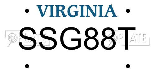 SSG88T Virginia License Plate
