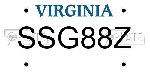 SSG88Z Virginia License Plate