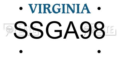 SSGA98 Virginia License Plate