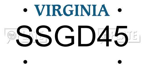 SSGD45 Virginia License Plate