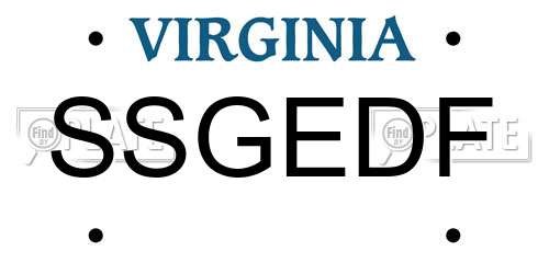 SSGEDF Virginia License Plate