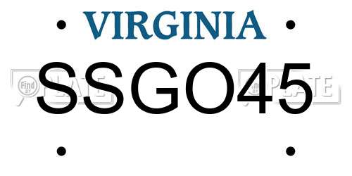SSGO45 Virginia License Plate