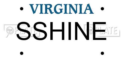SSHINE Virginia License Plate