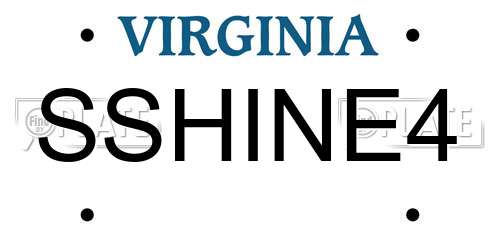SSHINE4 Virginia License Plate