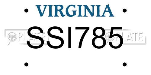 SSI785 Virginia License Plate