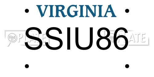 SSIU86 Virginia License Plate