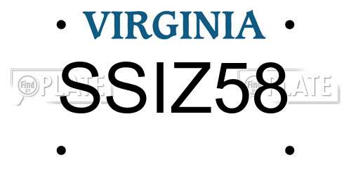 SSIZ58 Virginia License Plate