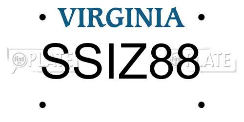 SSIZ88 Virginia License Plate