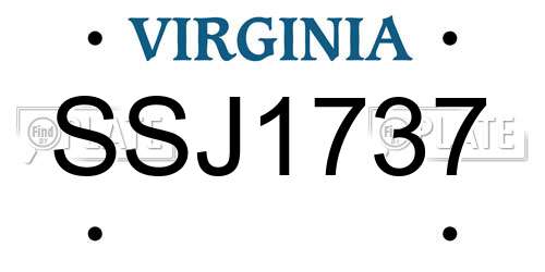 SSJ1737 Virginia License Plate