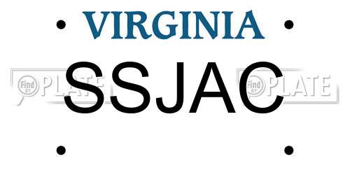 SSJAC Virginia License Plate