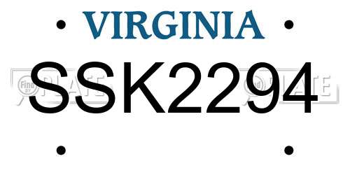 SSK2294 Virginia License Plate