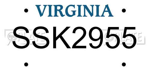 SSK2955 Virginia License Plate