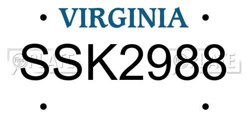 SSK2988 Virginia License Plate
