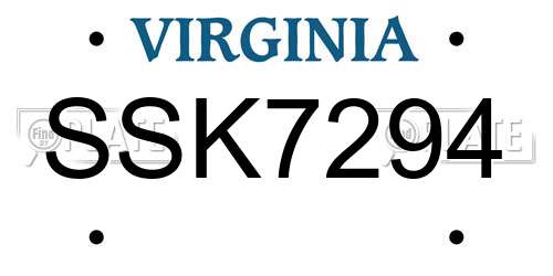 SSK7294 Virginia License Plate