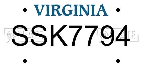 SSK7794 Virginia License Plate