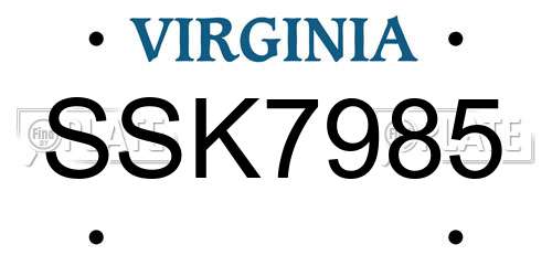 SSK7985 Virginia License Plate