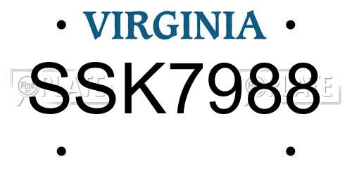 SSK7988 Virginia License Plate