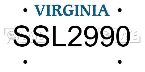 SSL2990 Virginia License Plate