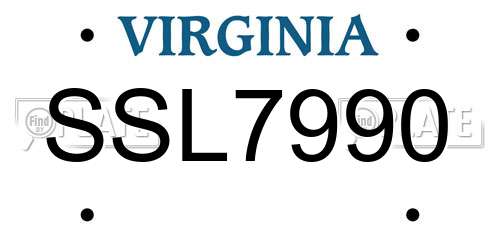 SSL7990 Virginia License Plate