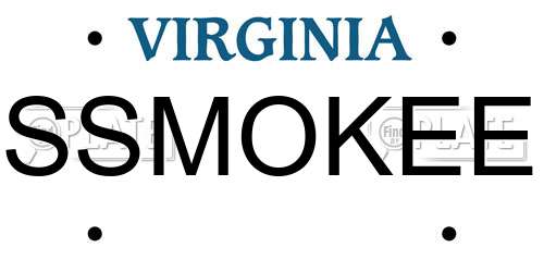 SSMOKEE Virginia License Plate