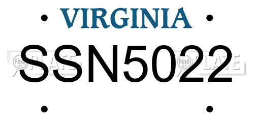 SSN5022 Virginia License Plate