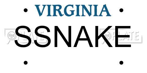 SSNAKE Virginia License Plate