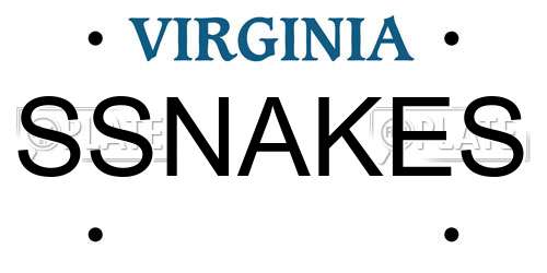 SSNAKES Virginia License Plate