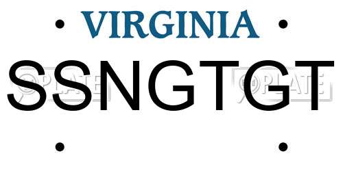 SSNGTGT Virginia License Plate