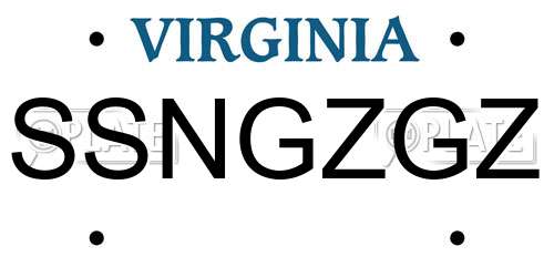 SSNGZGZ Virginia License Plate