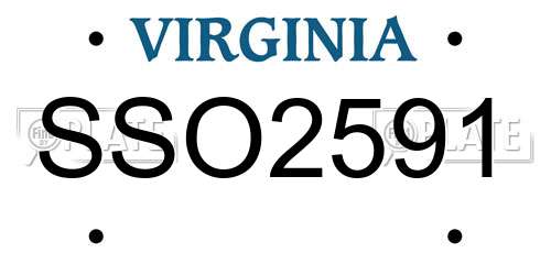 SSO2591 Virginia License Plate