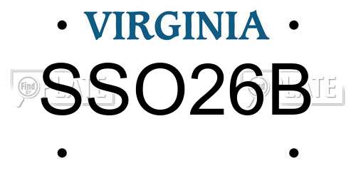 SSO26B Virginia License Plate