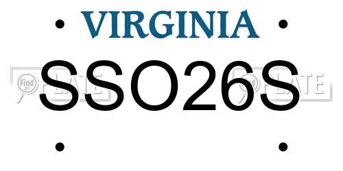 SSO26S Virginia License Plate