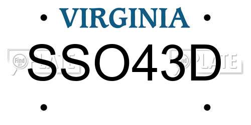 SSO43D Virginia License Plate