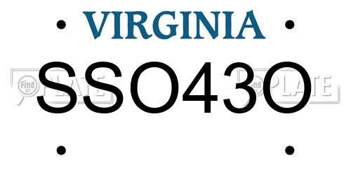 SSO43O Virginia License Plate