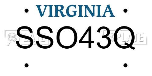 SSO43Q Virginia License Plate