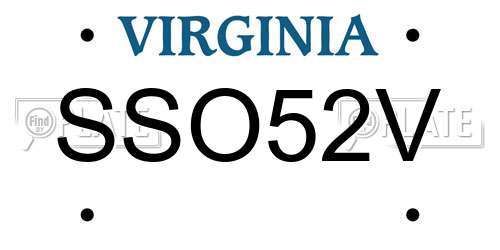 SSO52V Virginia License Plate