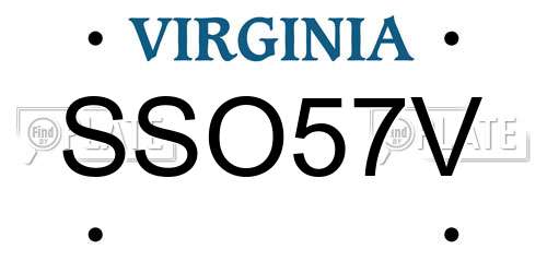 SSO57V Virginia License Plate