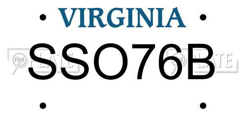 SSO76B Virginia License Plate