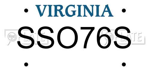 SSO76S Virginia License Plate