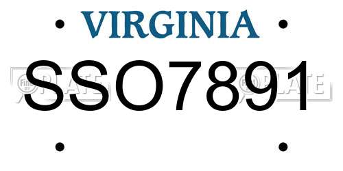 SSO7891 Virginia License Plate