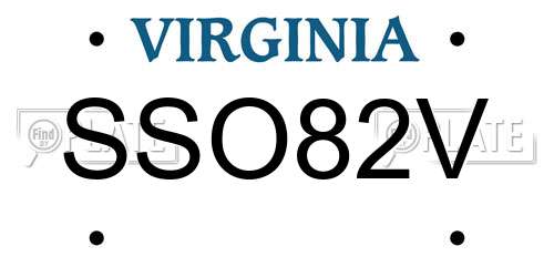SSO82V Virginia License Plate