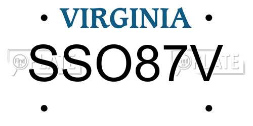 SSO87V Virginia License Plate