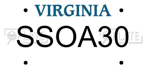SSOA30 Virginia License Plate