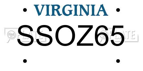 SSOZ65 Virginia License Plate