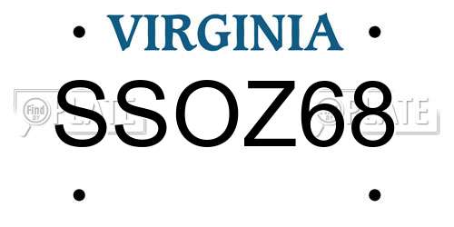 SSOZ68 Virginia License Plate
