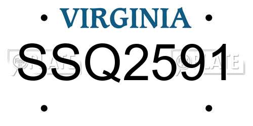 SSQ2591 Virginia License Plate