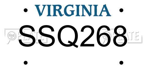 SSQ268 Virginia License Plate