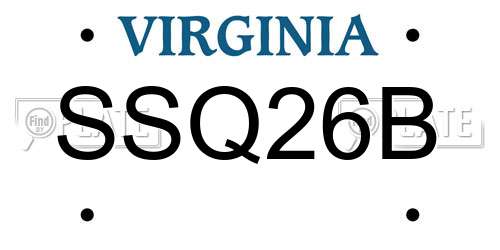 SSQ26B Virginia License Plate